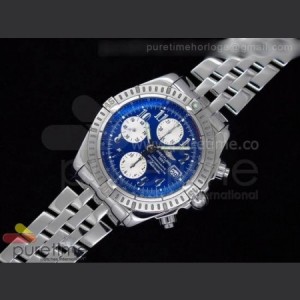Breitling Chronomat Evolution SS Blue Numeral Dial on Bracelet A7750 sku0774