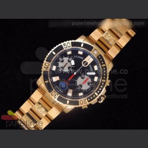 ULYSSE NARDIN Maxi Marine Diver Chronograph RG Black Dial Black Bezel on Bracelet A7750 sku4042