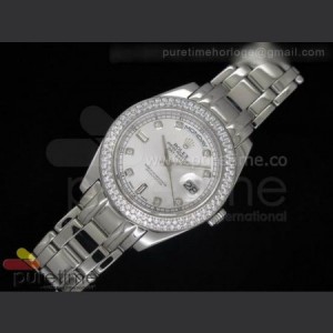 Rolex Day Date SS Silver Dial Diamond Bezel on Bracelet sku4913