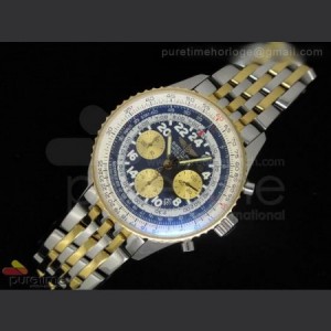Breitling Navitimer Cosmonaute Stainless Steel Black Dial SS And YG Bracelet A7750 sku1130
