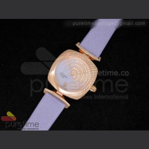 Glashutte Original Pavonina RG Diamonds Purple Dial on Purple Fabric Strap Ronda Quartz sku2318