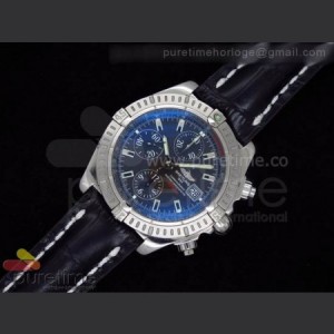 Breitling Chronomat Evolution SS Black Stick Dial Subdials on Black Leather Strap A7550 sku0759