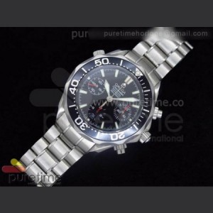 Omega Seamaster Chrono Diver SS Black on Bracelet A7750 sku6376