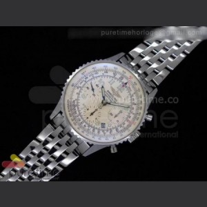 Breitling Navitimer Cosmonaute SS White Dial with White Sub Dials on SS Bracelet A7750 sku0867