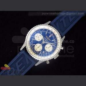 Breitling Navitimer Cosmonaute SS Blue Dial on Blue Rubber Strap A7750 sku0855