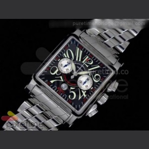 Franck Muller King Conquistador Cortez Chronograph SS Black Dial on Bracelet A7750 sku2232