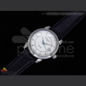 Patek Philippe Geneve 40mm SS White Dial on Black Leather Strap A2824 sku7339