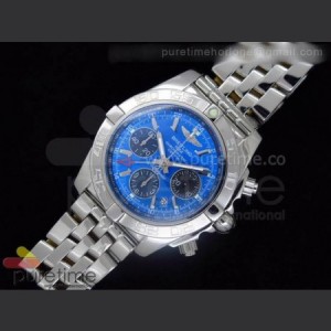 Breitling Chronomat B01 SS Blue Dial Black Subdials on Bracelet A7750 sku0736