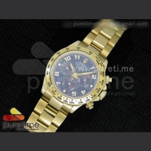 Rolex Daytona 116518 YG Blue Dial on YG Bracelet A7750 sku4924