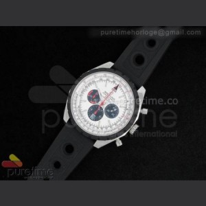 Breitling Chronomatic 49mm SS White Dial with Black Subdials on OR Rubber Strap A7750 sku0824