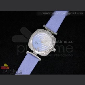 Glashutte Original Pavonina SS Diamonds Purple Dial on Purple Fabric Strap Ronda Quartz sku2332