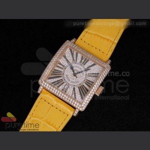 Franck Muller Master Square RG Diamond Dial on Yellow Leather Strap A2824 sku2248