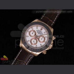 Rolex Daytona 116515 White Dial on Brown Leather Strap A7750 sku4918