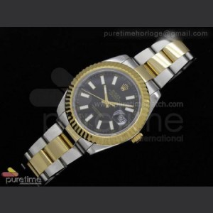 Rolex Date Just II 41mm SS And YG Black Dial Stick Marker SS And YG Oyster Bracelet sku4785