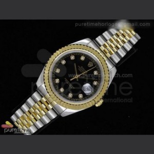 Rolex Date Just II 41mm SS And YG Black Dial Diam Markers SS And YG Bracelet sku4786