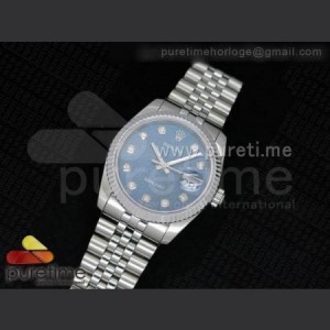 Rolex DateJust 116234 SS Blue Textured Dial Diamond Markers on SS Bracelet SA3135 sku4818