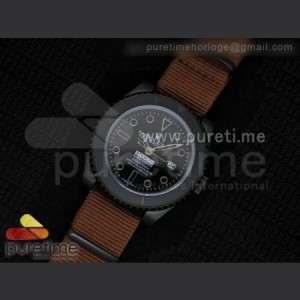 Rolex Projext X Stealth Submariner PVD Black Dial on Brown Nylon Strap A2846 sku5024