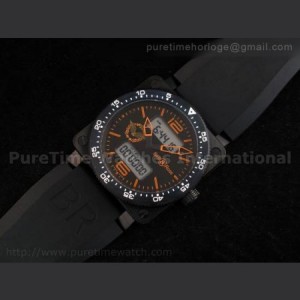 Bell Ross BR 03 Type Aviation PVD Black And Orange Dial on Rubber Strap sku0487