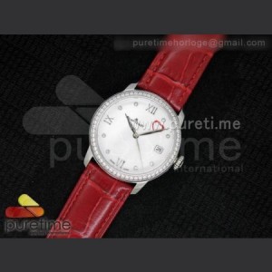 Blancpain Ultra plate Lady SS White MOP with Hearts Dial on Red Leather Strap Jap Quartz sku5834