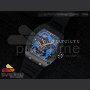 Richard Mille RM057 Dragon Jackie Chan PVD Blue Dragon Dial on Black Rubber Strap A2824 sku5693