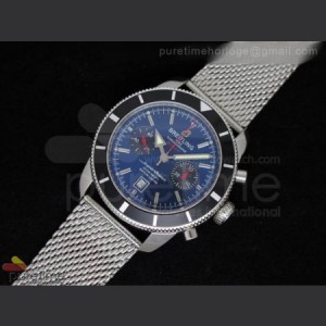 Breitling SuperOcean Heritage Chrono 125th Limited Edition SS Blue And Black Dial on Mesh Bracelet sku0934