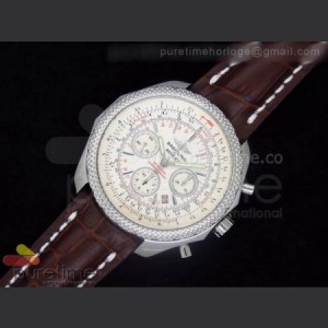 Breitling Bentley Motors 2009 SS White Dial on Brown Leather Strap A7750 sku0671
