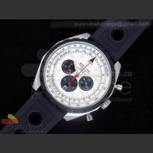 Breitling Chronomatic 49 SS White Dial on OR Rubber Strap A7750 sku0811