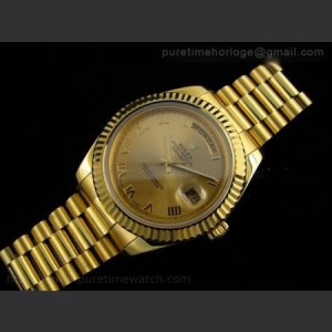 Rolex Day Date II Yellow Gold Gold Roman Dial A3156 Best Edition sku5231