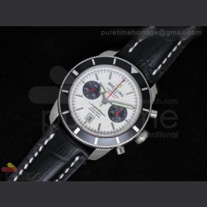 Breitling SuperOcean Heritage Chrono 125th Limited Edition SS White And Black Dial on Black Leather Strap sku0936