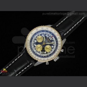 Breitling Navitimer Cosmonaute Stainless Steel Blue Dial Leather Strap A7750 sku1126