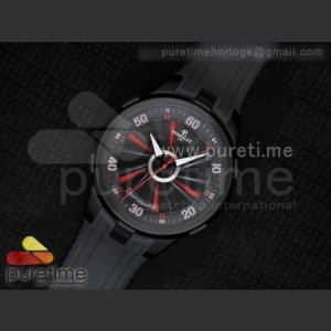 Perrelet Turbine 44mm PVD Black And Red Rotating Dial on Black Rubber Strap A23J sku7499