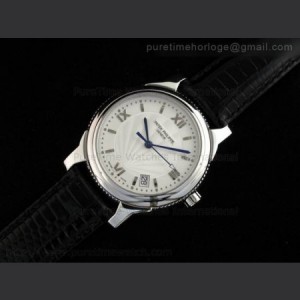 Patek Philippe Classic Automatic SS White Dial on Black Leather Strap sku7441
