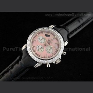 Omega Deville Co Axial Chronograph SS Pink Dial Diamond Bezel sku6568