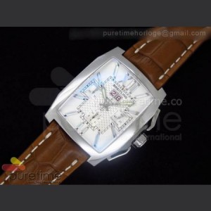 Breitling Bentley Flying B Chronograph SS White Dial on Brown Leather Strap A7750 sku0661