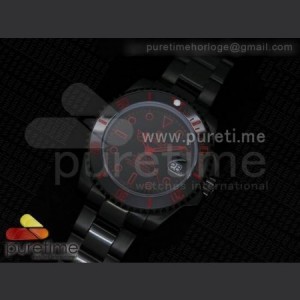 Rolex BOC Submariner PVD All Black Dial Red Markers on PVD Bracelet A2836 sku4777