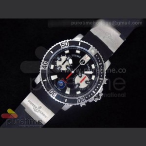 ULYSSE NARDIN Maxi Marine Diver Chronograph SS Black Dial Bezel on Black Rubber Strap A7750 sku4051
