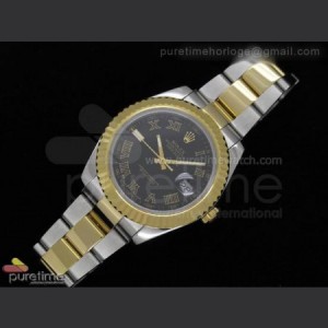 Rolex Date Just II 41mm SS And YG Black Dial Gold Outline Roman Marker SS And YG Oyster Bracelet sku4790