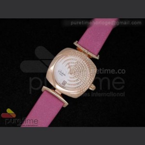 Glashutte Original Pavonina RG Diamonds White Dial on Pink Fabric Strap Ronda Quartz sku2330
