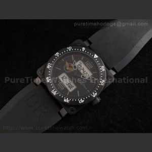 Bell Ross BR 03 Type Aviation PVD Black And Grey Dial on Rubber Strap sku0477