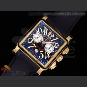 Franck Muller King Conquistador Cortez Chronograph RG Black Dial on Rubber Strap A7750 sku2247