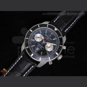 Breitling SuperOcean Heritage Chrono 125th Limited Edition SS Black Dial on Black Leather Strap sku0921