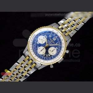 Breitling Navitimer Cosmonaute SS Black Dial with White Sub Dials All Numbers Dial on YG And SS Bracelet A7750 sku0869