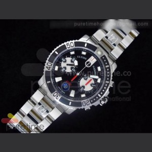 ULYSSE NARDIN Maxi Marine Diver Chronograph SS Black Dial Bezel on Bracelet A7750 sku4054