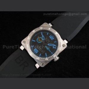 Bell Ross BR 03 Type Aviation SS Black And Blue Dial on Rubber Strap sku0459