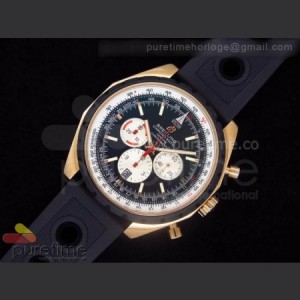 Breitling Chronomatic 49 RG Black Dial on OR Rubber Strap A7750 sku0828