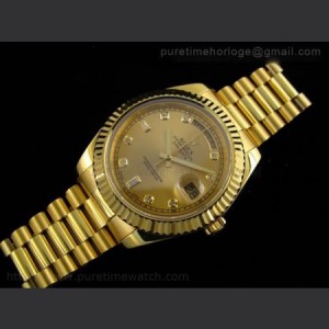 Rolex Day Date II Yellow Gold Gold Diamond Dial A3156 Best Edition sku5226