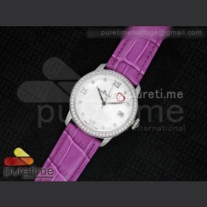 Blancpain Ultra plate Lady SS White MOP with Hearts Dial on Purple Leather Strap Jap Quartz sku5832