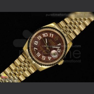Rolex Date Just YG Brown Dial YG Bracelet ETA 2836 2 sku4805