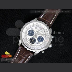 Breitling Chronospace Automatic 47mm SS White Dial on Brown Leather Strap A7750 sku0809