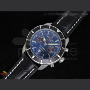 Breitling SuperOcean Heritage Chrono 125th Limited Edition SS Blue And Black Dial on Black Leather Strap sku0931